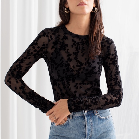 & Other Stories Floral Jacquard Top - Picture 2 of 4